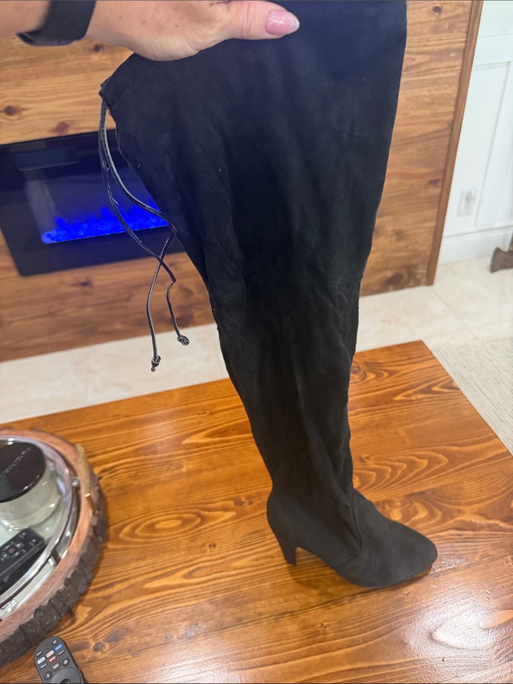 Wild Diva Black Over-the-Knee Heeled Boots View 2